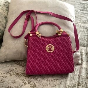 bebe Pink Crossbody Bag with Gold Accents